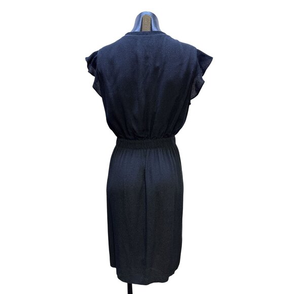 Kate Spade Black Flutter Sleeve V-Neck Elastic Waist Dress Size 12 - Picture 4 of 7